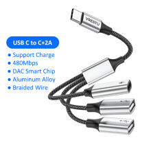 (2 USB A) 3 w 1 USB C do podwójnego USB C typu C Adapter dokujący OTG 3 porty USB do transmisji danych