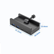 (2USB2TYPEC Czarny) USB 3.0 HUB Zewnętrzny rozdzielacz typu klipsowego do komputera stacjonarnego, laptopa,