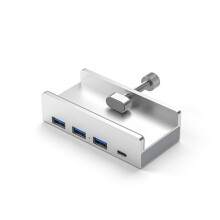 (3USB 1 TYPEC srebrny) USB 3.0 HUB Zewnętrzny rozdzielacz typu klipsowego do komputera stacjonarnego,