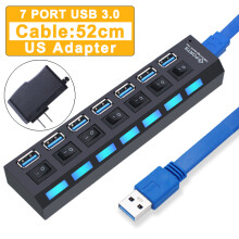 (3.0USB 7port z USA) Hub USB 3.0 Hub Multi USB Splitter Zasilacz 4/7 portów Wieloportowy ekspander 2.0