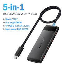 (TC107-20) TC110 8-portowy koncentrator USB C 10 Gb/s, kompatybilny z adapterem USB typu C do USB 3.2