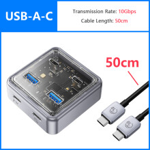 (10 Gb/s USB-A-C 50 cm) Wieloportowy rozdzielacz koncentratora USB 3.0 z 4 portami, stacja dokująca