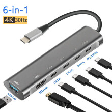 (6 w 1-HDMI (505B))HUB USB C Hub 5 portów typu C do USB 3.0 PD 60W DATA USB C 2.0 Adapter wieloportowy