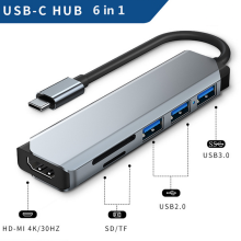 (USB C 6 w 1) Typ C Stacja dokująca USB Hub 3.0 Rozdzielacz Adapter wieloportowy 4K HDMI zgodny z RJ45