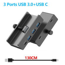 (USB3.0-czarny) 10 Gb/s Uniwersalny zewnętrzny adapter rozdzielacza HUB Multi Clip, kompatybilny z komputerem