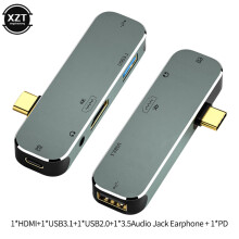 (YX04-X5) Konwerter USB C Extender typu C, stacja dokująca 4 w 1, z gniazdem 3,5 mm i adapterem słuchawkowym