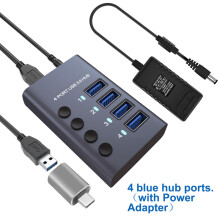 (4-portowa wtyczka EU) Aluminiowy koncentrator USB 3.0 z funkcją ładowania, zasilacz 36 W/72 W, zasilanie