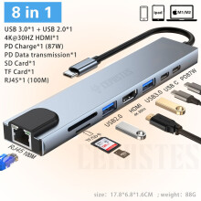 Hub USB typu C (8 w 1) z HDMI – stacja dokująca Essential PC Accessories zgodna z MacBookiem