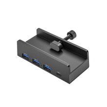 (3USB 1 TYPEC czarny) USB 3.0 HUB zewnętrzny rozdzielacz typu klipsowego do komputera stacjonarnego,