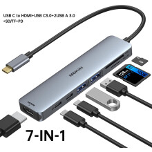 (7 w 1) 7 w 1 adapter wieloportowy USB C Hub do koncentratora 4K HDMI, stacja dokująca USB 3.0 5 Gb/s