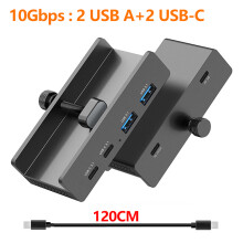 (10 Gb/s - czarny) Uniwersalny zewnętrzny adapter rozdzielacza HUB 10 Gb/s, kompatybilny z komputerem