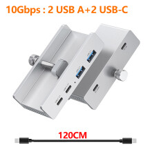 (10 Gb/s-srebrny) 10 Gb/s Uniwersalny zewnętrzny adapter rozdzielacza HUB Multi Clip kompatybilny z