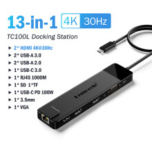 (13 w 1 USB 3.0) Hub USB 4K USB C do dwóch portów HDMI VGA Gigabit Stacja dokująca Adapter USB 3.0 VGA