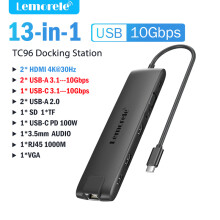 (13 w 1 USB 3.1) Hub USB 4K USB C do dwóch portów HDMI VGA Gigabit Stacja dokująca Adapter USB 3.0 VGA