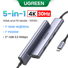 (30 Hz-100 W-USB3.0) 5 w 1 koncentrator USB C 4K HDMI koncentrator USB 100 W adapter wieloportowy kompatybilny