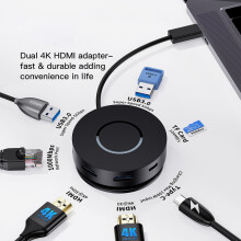 (czarny) Stacja dokująca USB C Hub USB C z podwójnym portem HDMI 4K 100 W PD Kompatybilny z USB 3.0