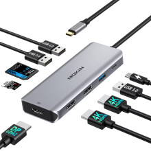 (9 w 1 (2 HDMI DP) 9 w 1 potrójny wyświetlacz wieloportowy USB C z 2 HDMI 4K, DisplayPort, 3 USB, 100