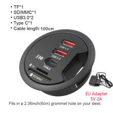 (338EU)USB HUB-montering i skrivbordshubbar USB 3.0 HUB med nätadapter Dual Type C-port kompatibel
