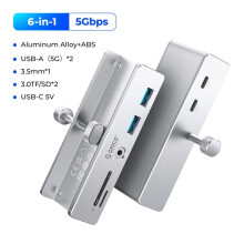 (6-i-1 5Gbps)USB 3.2 10Gbps Hub 6-portars expansion höghastighetsöverföring med 15W Power SD TF-kort