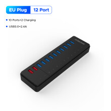(QIC 12 portar EU)Undermärkt QIC Industrial USB 3.0 HUB 7 portar 10 portar USB OTG splitter med 12V