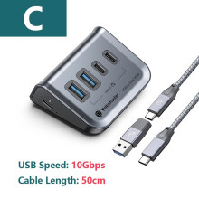 (C - 10Gbps)Multi Port Splitter USB A Typ C Dockningsstation Flera 7 kortplatser Plug Hub Socket Extender