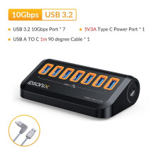 (10Gbps-02-1m)IDSONIX USB HUB 7-portar Flera USB3.2 HUB-uttag Typ C Dockningsstation 10Gbps höghastighet
