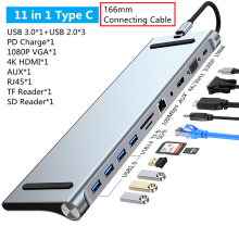 (11 i 1)11/12-i-1 Typ C Dock USB C Hub 3.0 Splitter Multiport Adapter 4K RJ45 SD/TF VGA HDMI-kompatibel