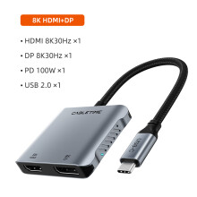 (8K HDMI DP)CABLETIME USB C till HDMI Hub MST 4K 8K Typ C till Dual HDMI Adapter Splitter Multi Stream