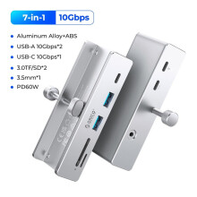 (7-i-1 10Gbps)USB 3.2 10Gbps Hub 6-portars expansion höghastighetsöverföring med 15W Power SD TF-kort