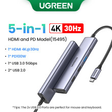(5-i-1 HDMI USB2.0)Dubbel HDMI USB-C HUB 8K 4K HDMI Adapter 10 i 1 splitter med RJ45 USB3.0 PD 100W