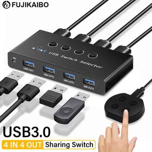 (USB3.0)KVM Switch USB 3.0 Switch Shared Controller Hub Adapter 4 ingångar 4 utgångar USB 3.0 Switcher 1