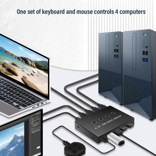 (USB3.0)KVM Switch USB 3.0 Switch Shared Controller Hub Adapter 4 ingångar 4 utgångar USB 3.0 Switcher 2