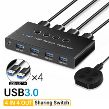 (USB3.0)KVM Switch USB 3.0 Switch Shared Controller Hub Adapter 4 ingångar 4 utgångar USB 3.0 Switcher