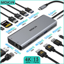 (13 i 1 USB3.0)14 i 1 USB Hub Dockningsstation kompatibel MacBook Air/Pro iPad Thunderbolt Laptop USB-C