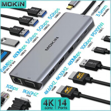 (14 i 1 USB3.1)USB Hubs Dockningsstation kompatibel MacBook Air Pro M1 M2 iPad USB-C HUB-adapter med