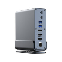 (SZARY) 15-w-1 stacja dokująca USB-C 4K HD pionowy hub z trzema monitorami, RJ45 1000M, USB 3.0/2.0,