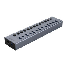 (Aluminium 13-portars KR)Drift USB Hub Splitter-uttag med Multi USB 3.0-portsplats Plugg På-Av nyckelbrytare