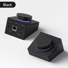 (svart)Hagibis-ratt USB C-hub med genvägsknappar Type-C Dockningsstation Volymjustering Desktop