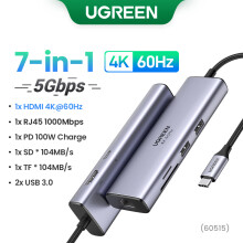 (7-i-1 4K RJ45)Dubbel HDMI USB-C HUB 8K 4K HDMI-adapter 10 i 1 splitter med RJ45 USB3.0 PD 100W dockningsstation