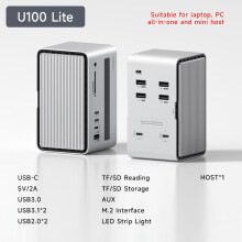 (U100 Lite)Hagibis USB C dockningsstation med dubbla HDMI-kompatibla M.2 SSD-hölje Ethernet 100W PD