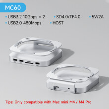 (MC60)Hagibis USB C Hub med M.2 SSD-hölje kompatibel Mac Mini M4/M4 Pro Stand Type-C dockningsstation