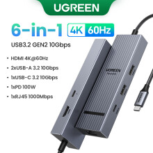 (6 w 1 4K RJ45) Podwójny koncentrator HDMI USB-C 8K 4K Adapter HDMI 10 w 1 ze stacją dokującą RJ45 USB3.0