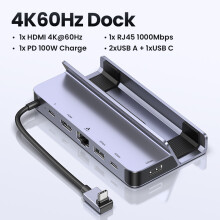 (4K60Hz Dock 6-in-1)Steam Deck Dock 4K60Hz 9 portar RJ45 PD100W USB C HUB kompatibel med Steam Deck