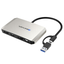 (Silver)WAVLINK USB 3.0/USB C till DisplayPort/HDMI Display Adapter Dual 5K@60Hz Monitor Hub kompatibel