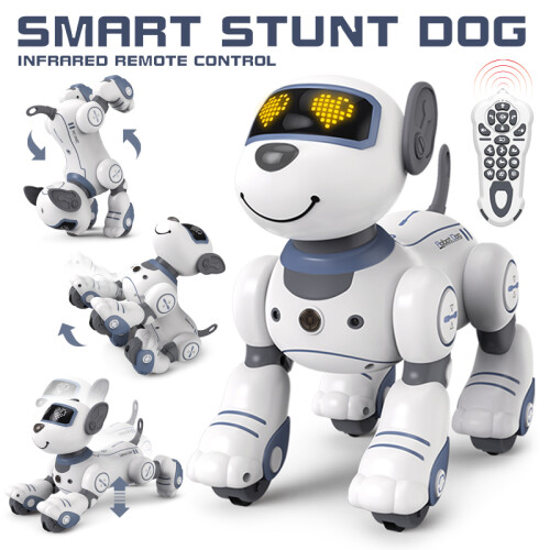 (Oro) Perro robot de control remoto inteligente con acrobacias electrónicas, comandos de voz, programable, 2
