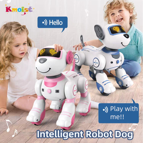 (Oro) Perro robot de control remoto inteligente con acrobacias electrónicas, comandos de voz, programable, 1