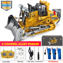 (Bulldozer 3 batteries) Excavatrice télécommandée 4 roues motrices, camion-benne radiocommandé, véhicule