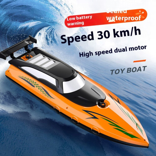 (Orange) Bateau télécommandé transfrontalier, jouet électrique, chargement 2,4 G, bateau télécommandé