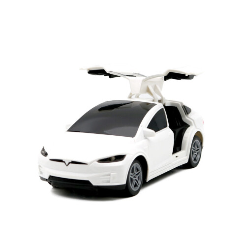 (white)1:24 Tesla Rc Car 4-Channel Drfit Remote Control Car With Lights Simulation Double Doors Plastic Model 2
