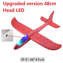 (LED Red 48cm)48cm Hand Throw Airplane EPP Foam Launch fly Glider Planes Model Aircraft Outdoor Fun Toys for Children